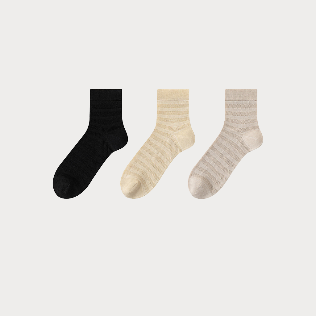 Women's Ankle Socks 3-Pack - Minimalist Solid Colors for Versatile Pairing REAL SILK LIFE