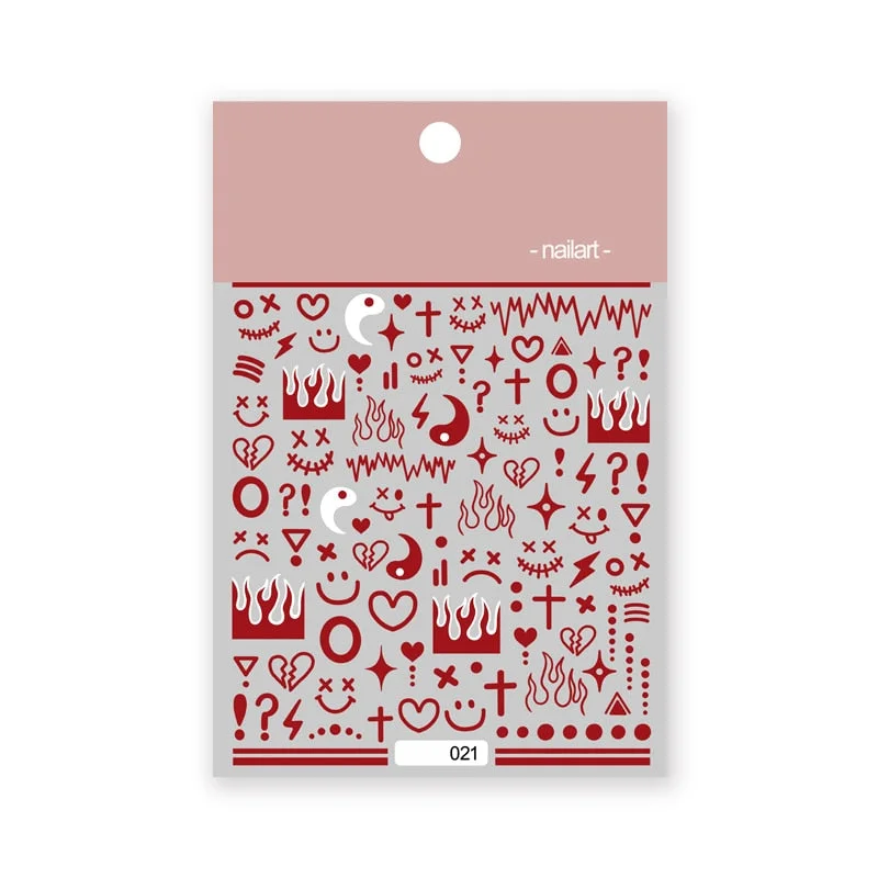 Various Patterns Smiles High Quality 3D Engraved Nail Stickers Nail Art Decorations Nail Decals Design