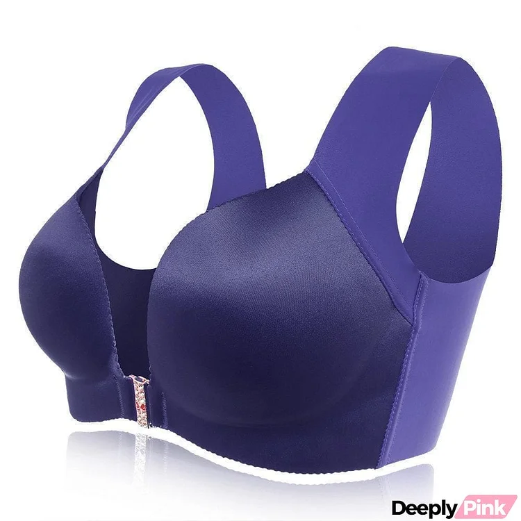 Comfortable Front Closure Seamless Wireless Bras - Blue