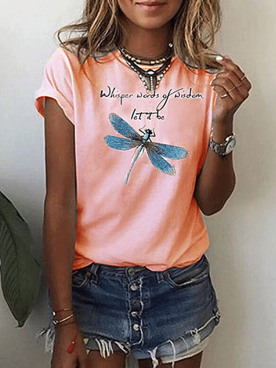 Print Round Neck Short Sleeves Casual T-shirts
