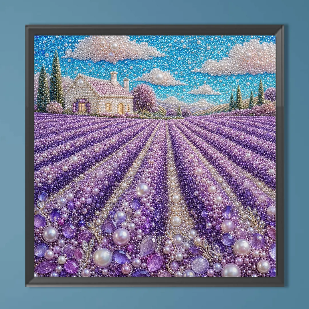 Lavender Pearl Full DIY 5D Round Drill Gem Art Diamond Painting Kits 15.75x15.75 in Diamond Dots Paintings Picture Arts Craft Diamond Art Kits for Adults Beginner Home Wall Decor