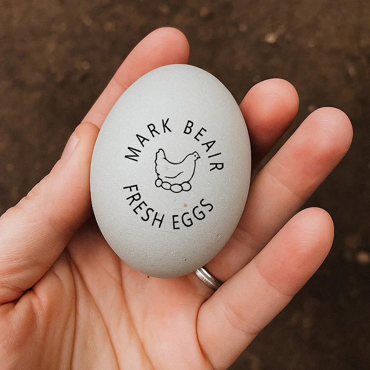 Farm Fresh Egg Rubber Stamp with Custom Text, Personalized Chicken or Duck Egg Stamp with Handle, Great for Homesteaders
