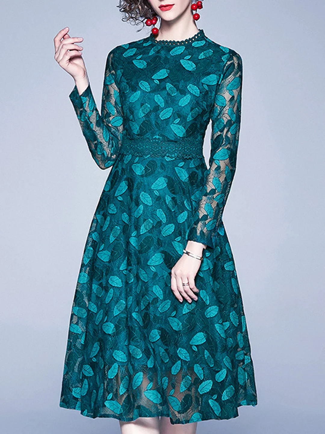 Green Dresses A-Line Elegant Paneled Dresses