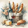 Bread And Beverages-11CT Stamped Cross Stitch 40*40cm/15.75*15.75in tapestrymarket