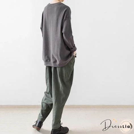 Grey cotton sweat shirt womens cotton top