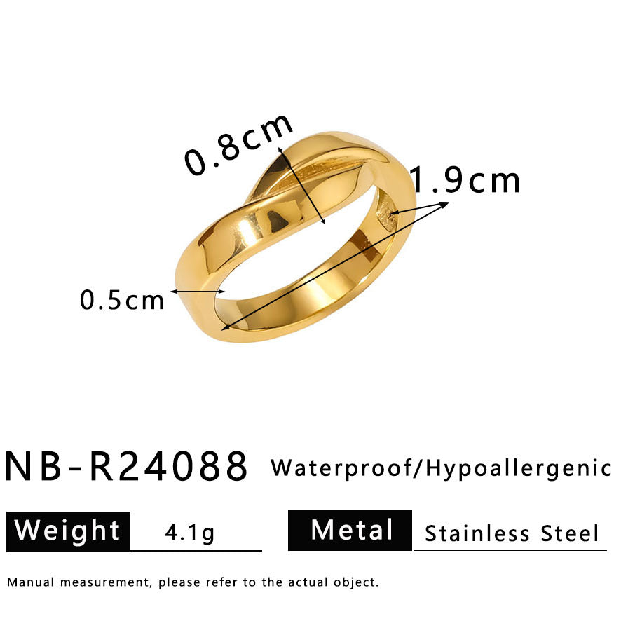 2025 Popular Hand Jewelry Geometric Stainless Steel Texture Line Knot Ring Female Ring