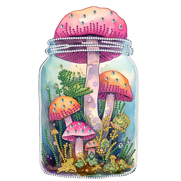 Glass Bottle Mushroom House 30*30CM (Canvas) Special Drill Diamond Painting gbfke