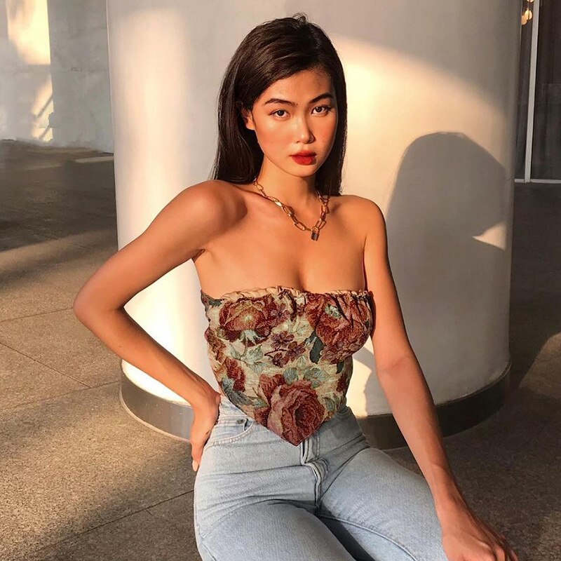 Ootddress Summer Sexy Off-Shoulder Tube Tops 2025 New Strapless Backless Printed Tank Top Vest Vintage Corset Camis Party Clubwear