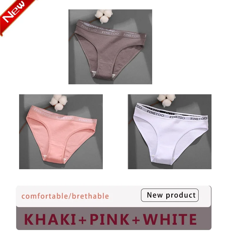 3PCS/Set Cotton Underwear For Woman Sexy Letter Panties Underpants Female M-XL Briefs Intimates Lingerie 6 Solid Color Pantys