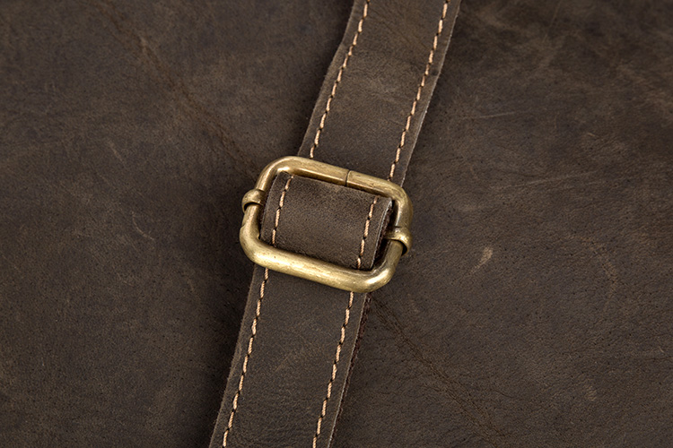 Buckle Detail of Leather Backpack