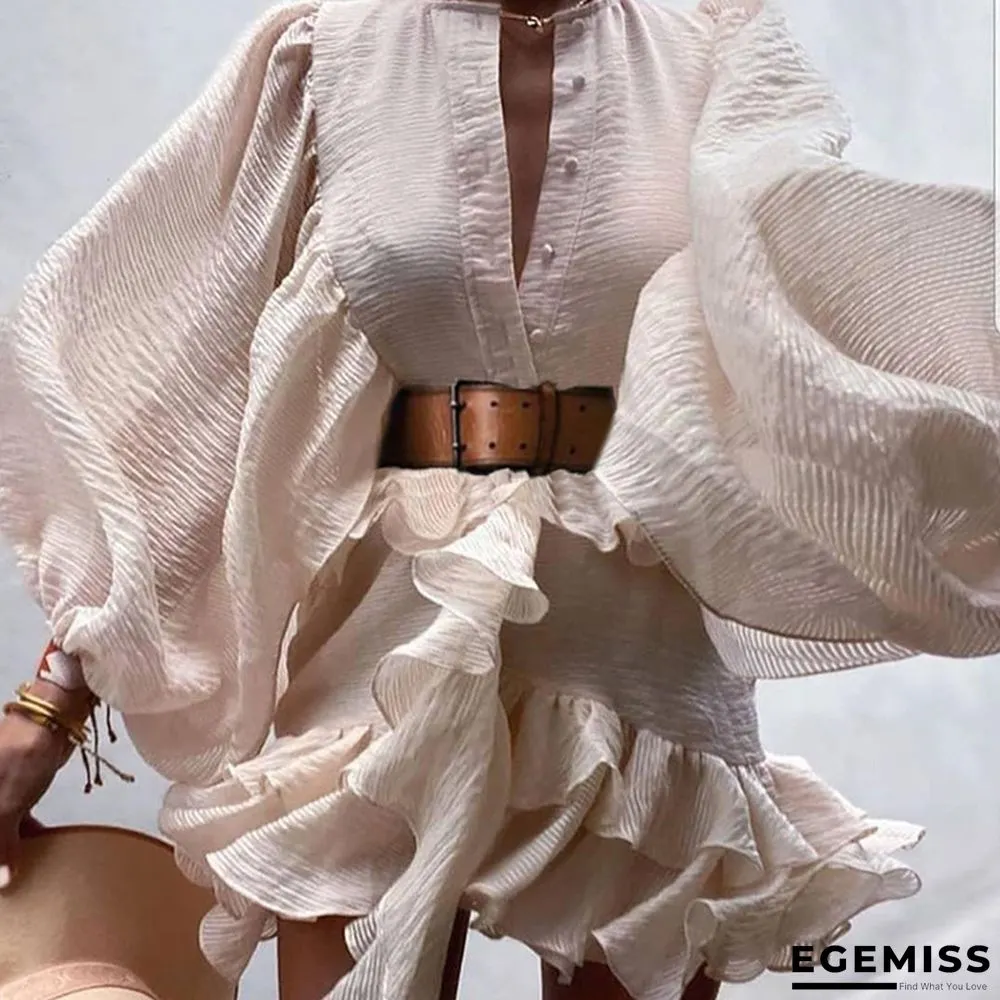 Lantern Ruffled Waist Slim Dress | EGEMISS