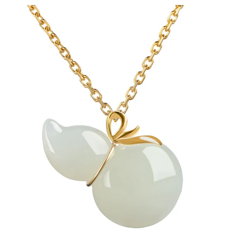 White Jade Gourd Pendant Necklace