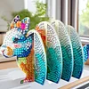 Blue Rabbit 5D DIY Tiermuster Diamantmaler-Untersetzer mit Halter
