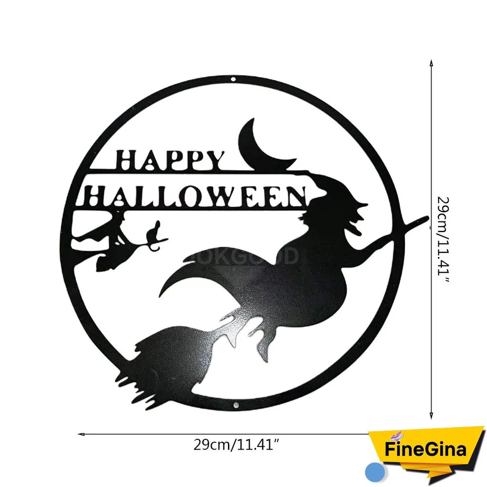 Moon Witch Metal Sign For Halloween Decoration