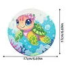 Kit d&rsquo;art diamant Turtle DIY 20x20cm avec cadre rond d&eacute;coration murale