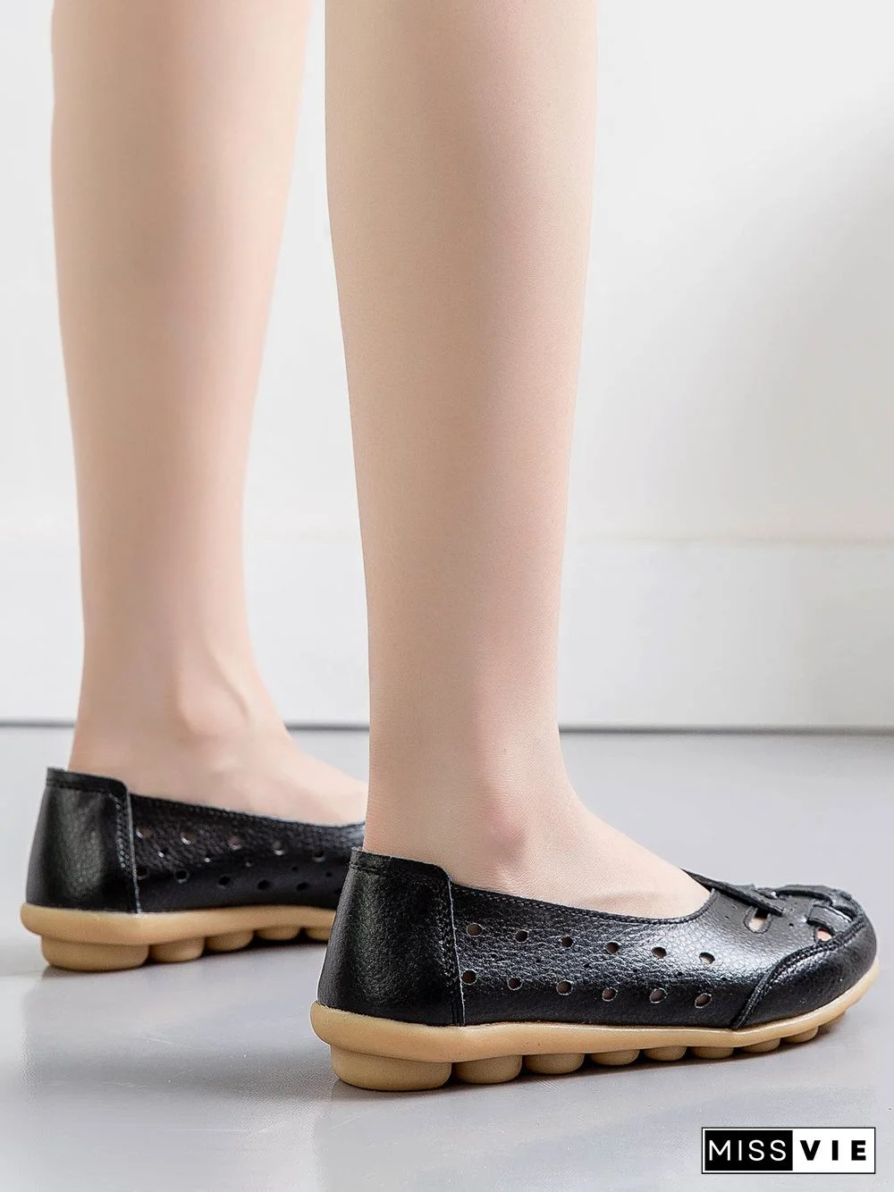 Hollow Leather Soft Sole Shoes