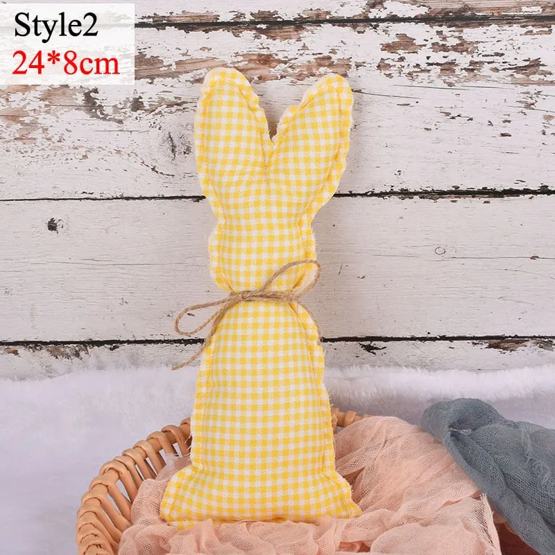 Easter Rabbit Pink Yellow Ornament Cute Cloth Bunny Doll for Spring Easter Home Party Decoration Kids Gift DIY Crafts Supplies