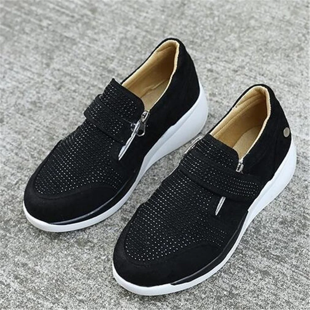 2021 New Women's Shoes Rhinestones Large Size Single Sports Shoes Women Sneakers Fashion Zipper Casual Women Vulcanized Shoes