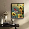 Diamond Painting-Partial Round Drill Sparrow beside Sunflowers
