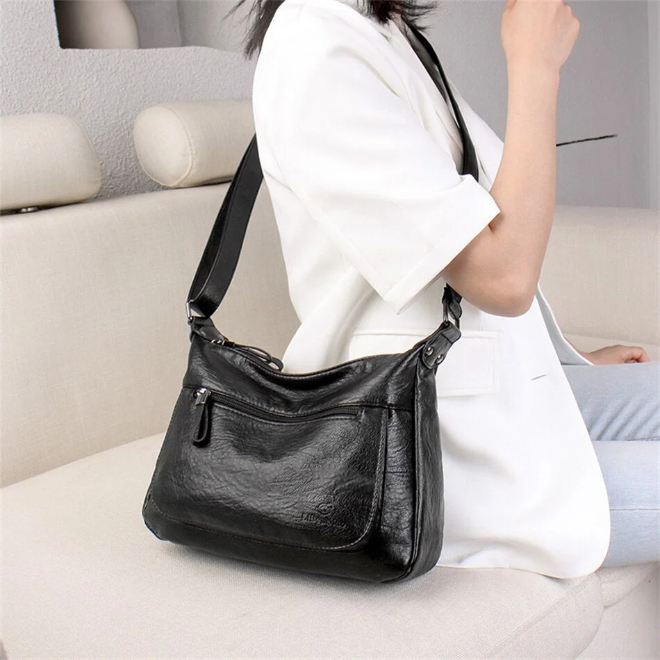 High Quality Leather Tote for Ladies Luxury Casual Handbag Women Flap Bag Designer Female Shoulder Crossbody Worker Bolsas Sac