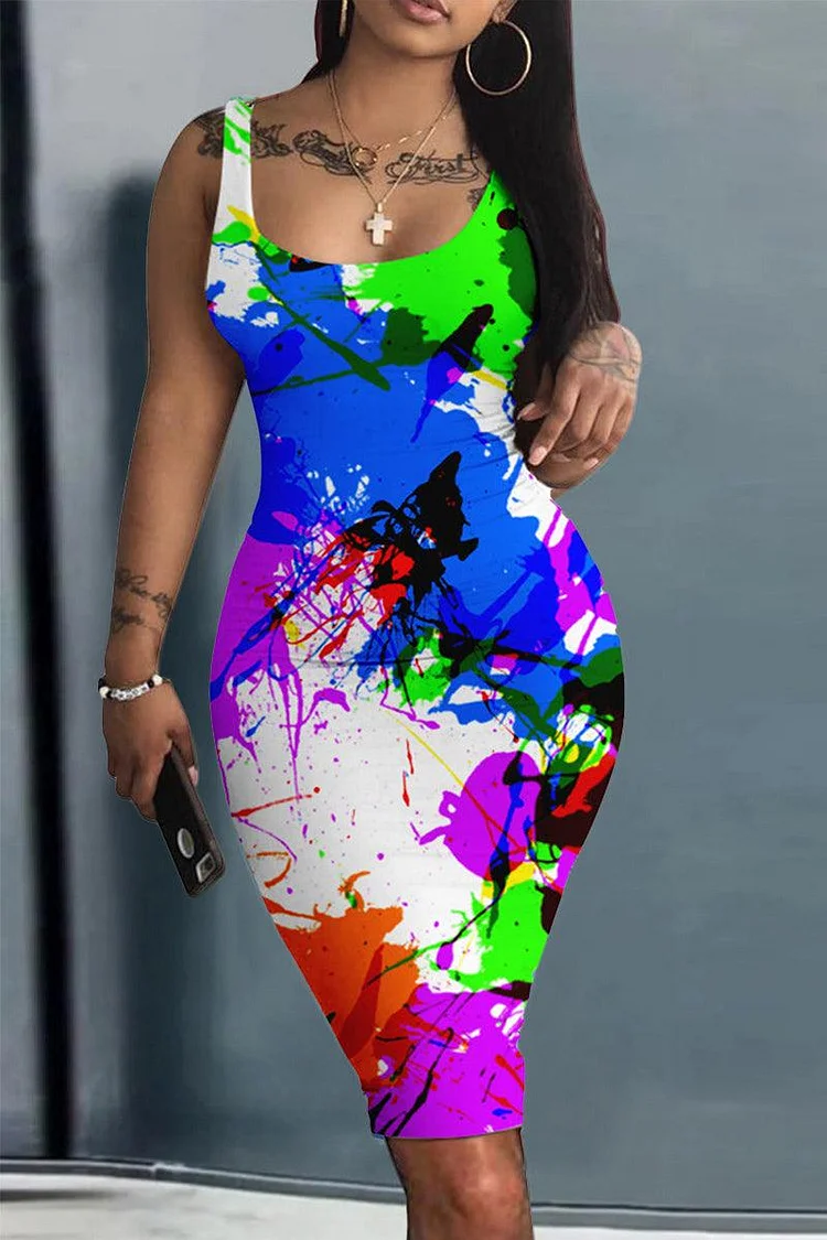 Xpluswear Plus Size Casual All Over Print Spaghetti Strap Bodycon African Mini Dress Multicolor 1-L/10-12 Xpluswear Plus Size Casual All Over Print Spaghetti Strap Bodycon African Mini Dress Multicolor 1-L/10-12