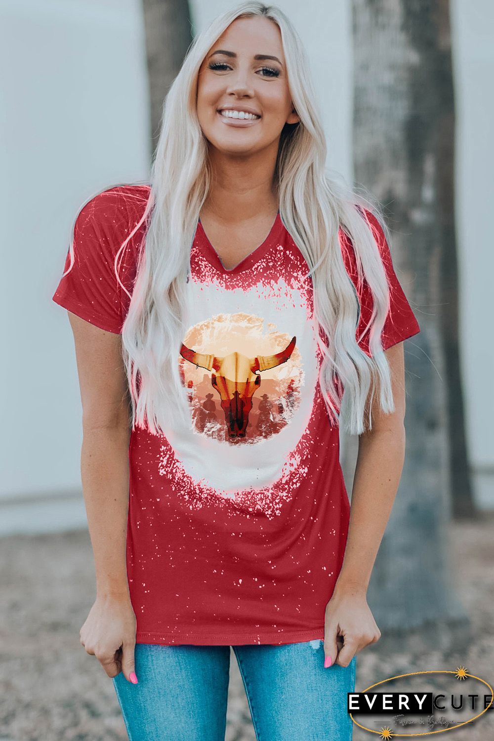 Red Animal Bleached T-shirt