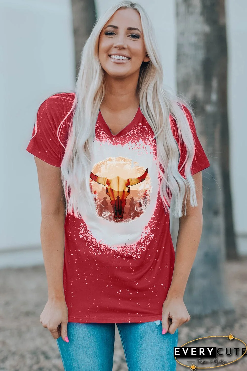 Red Animal Bleached T-shirt