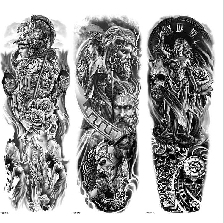 3 Sheets Soldier God Myth Full Arm Sleeves