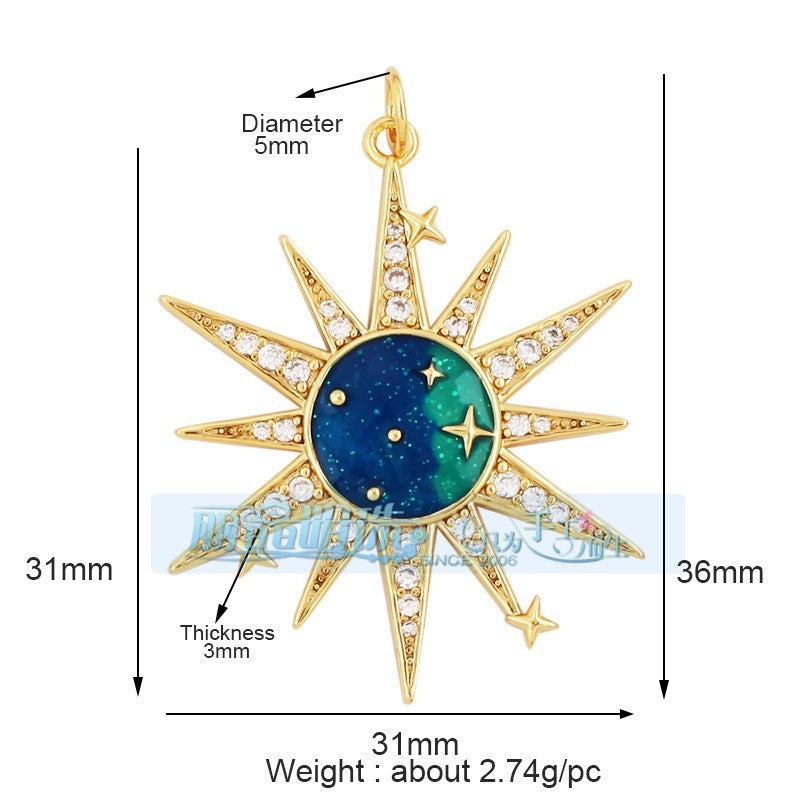 1 Piece 15 * 21mm 18 * 23mm 9*16mm Copper Zircon Sun Star Lightning Pendant Jewelry Accessories