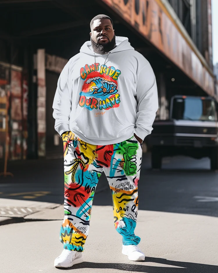 Men's Plus Size Personalized Printed Two Piece Sweatshirt