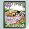 (Counted/Stamped)Sleeping Cat And Dog-14CT Cross Stitch 28*33cm/11.02*12.99in