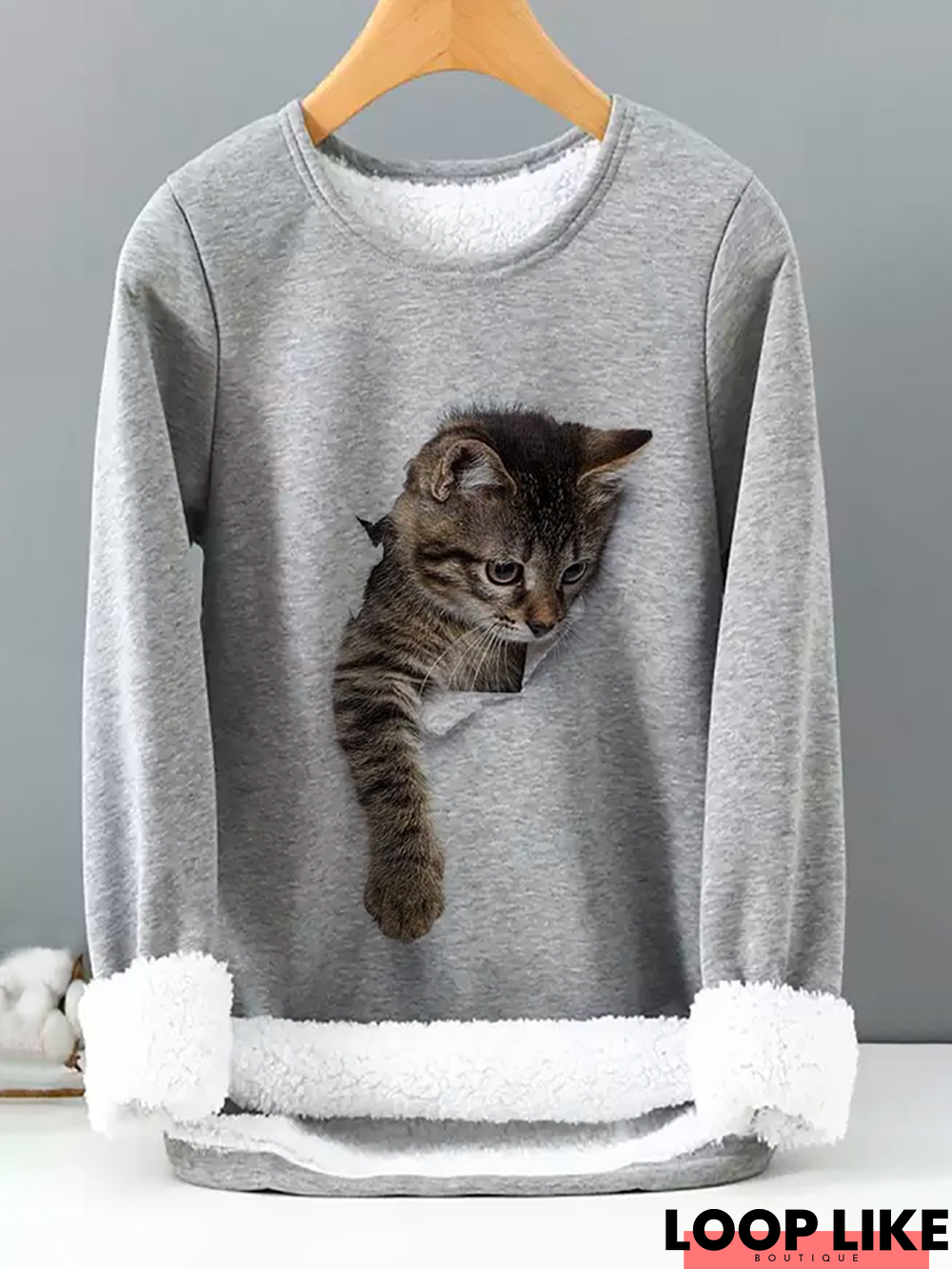 Casual Cotton-Blend Cat T-Shirt