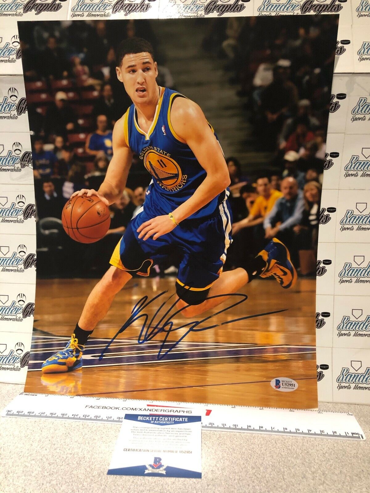 KLAY THOMPSON SIGNED AUTOGRAPHED 11X14 BASKETBALL Photo Poster painting-BAS COA BECKETT WARRIORS