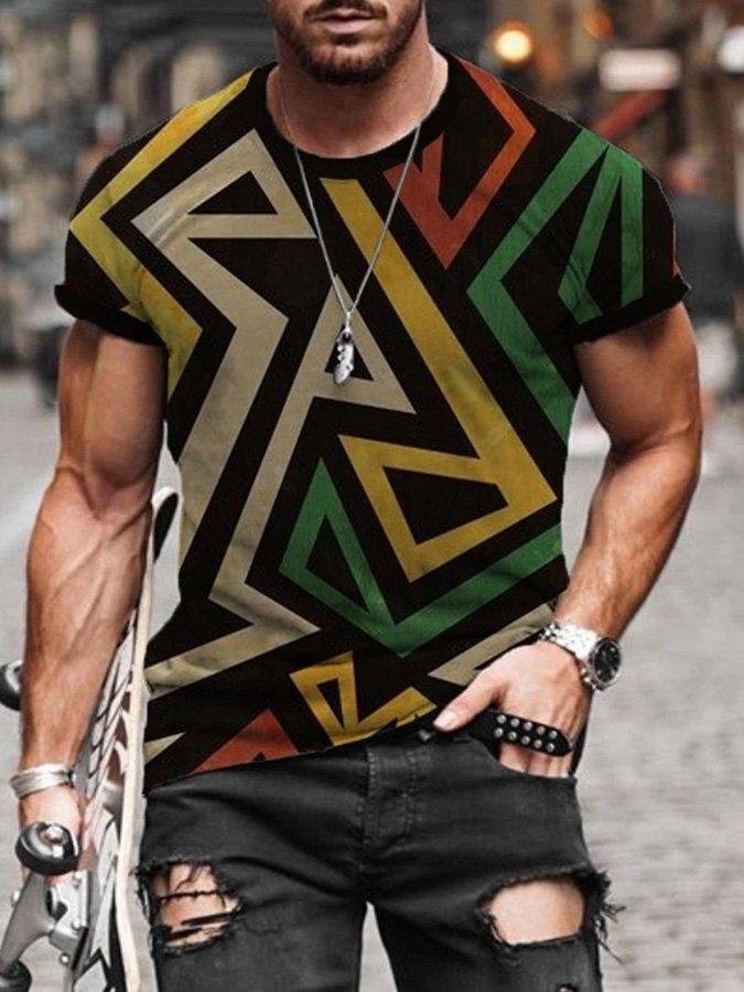 Black Geometric Cotton Casual Shirts & Tops
