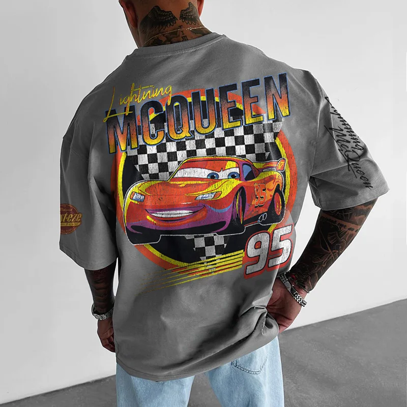 Retro Racing Cartoon Printed T-shirt