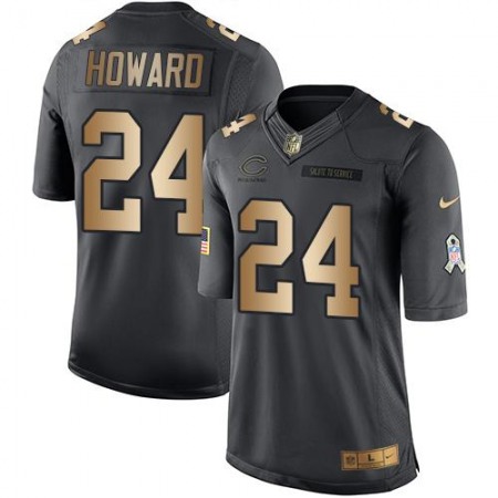 Bears #24 Jordan Howard Black Men's Stitched NFL Limited Gold Salute To Service Jersey