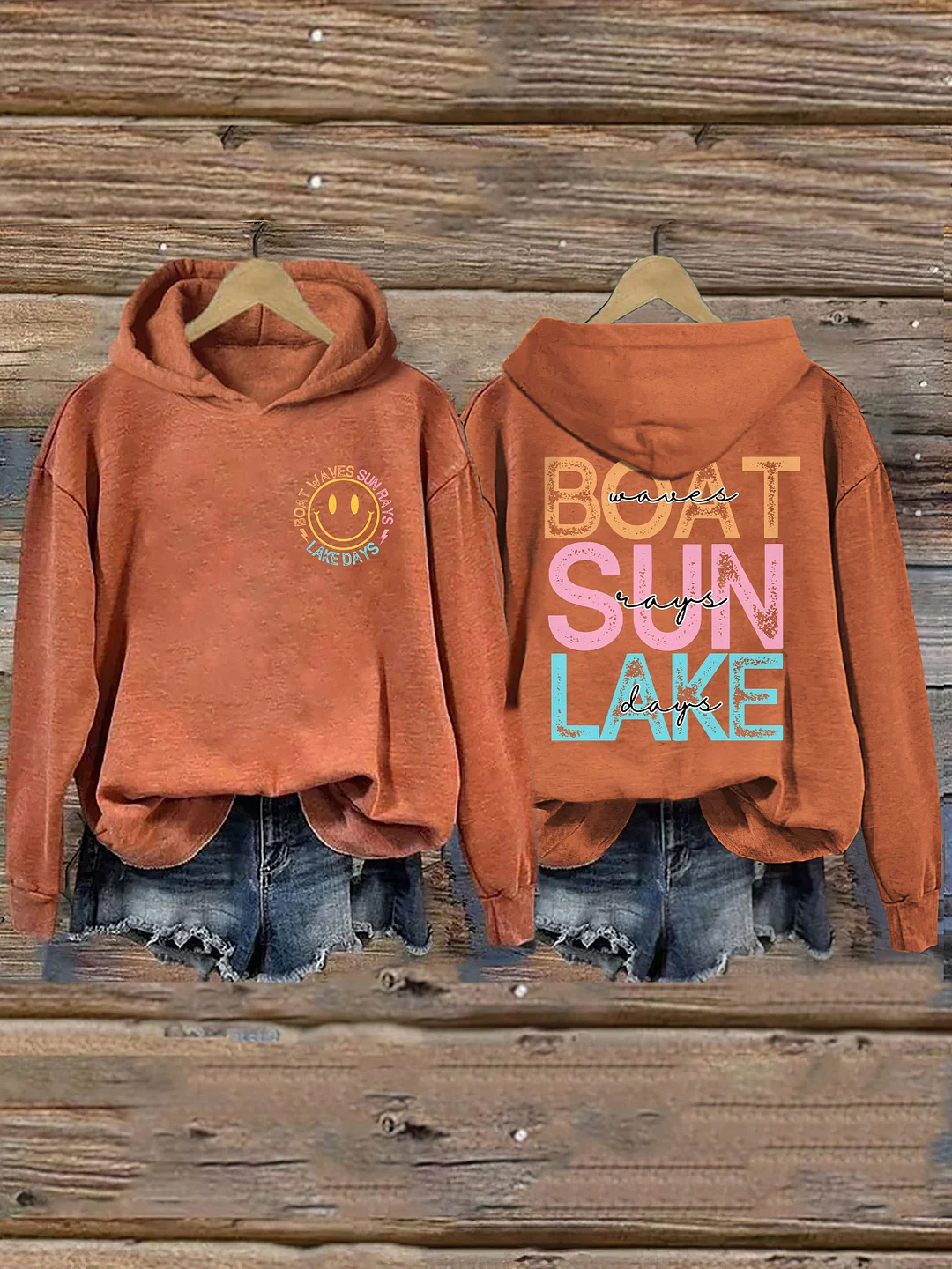 Boat Waves Sun Rays Lake Days Hoodie