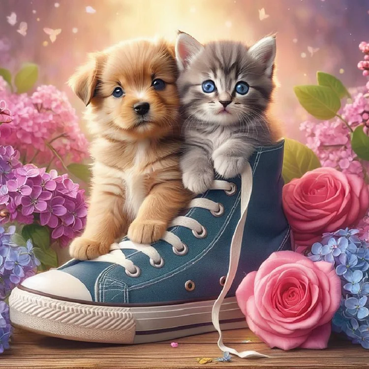 Cat Dog - Full Round - Diamond Painting(40*40cm)