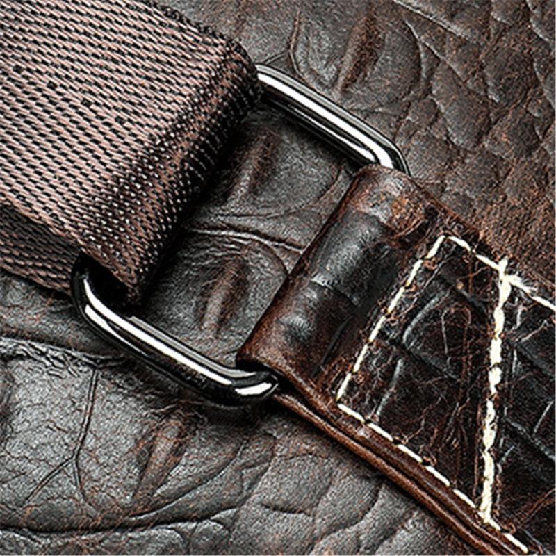 Mens Alligator Pattern Cow Leather Crossbody Bag Chest Bag