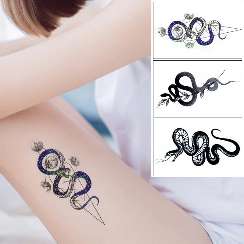 Waterproof Temporary Tattoo Sticker Sexy Snake Element Fake Tatoo Flash Tatto Body Art for Women Men tatuajes temporales