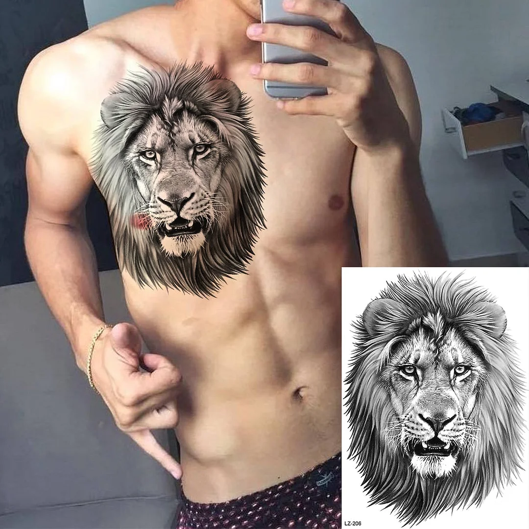 Big Black Bull Totem Arm Temporary Tattoos For Men Adult Tiger Anchor Realistic Fake Tattoo Sticker Body Art Tatoo Armband