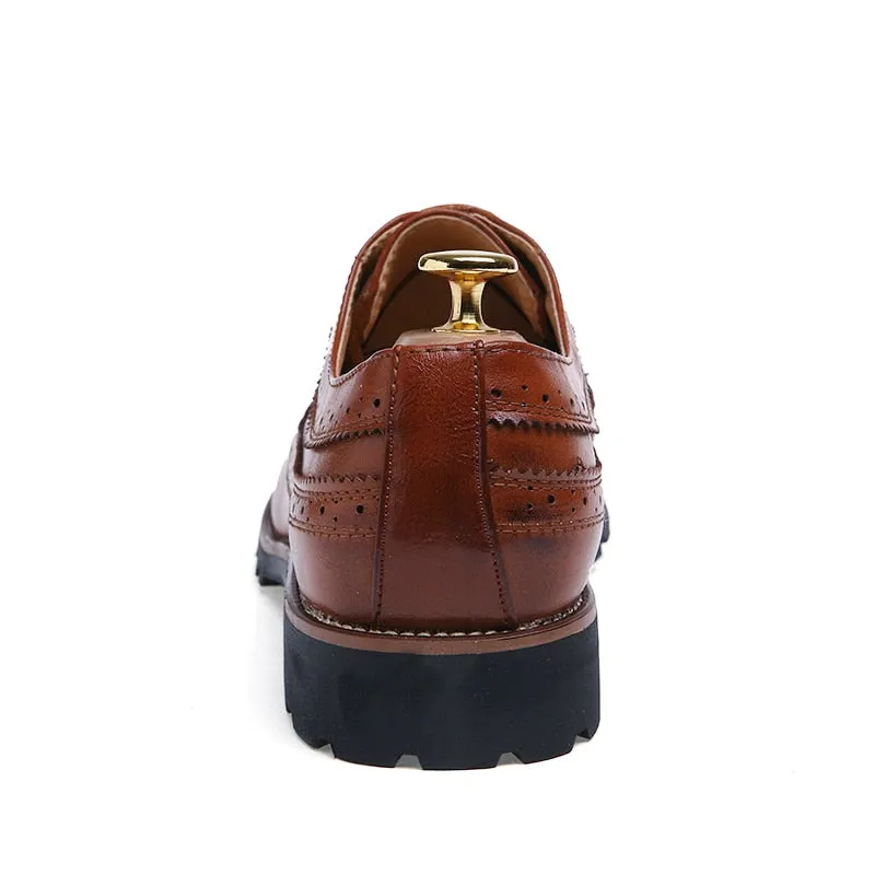 Genuine Leather Brogue Men Shoes Lace Up Men Loafers Breathable Formal Men Dress Shoes Wedding Shoes Handmade Zapatos De Hombre