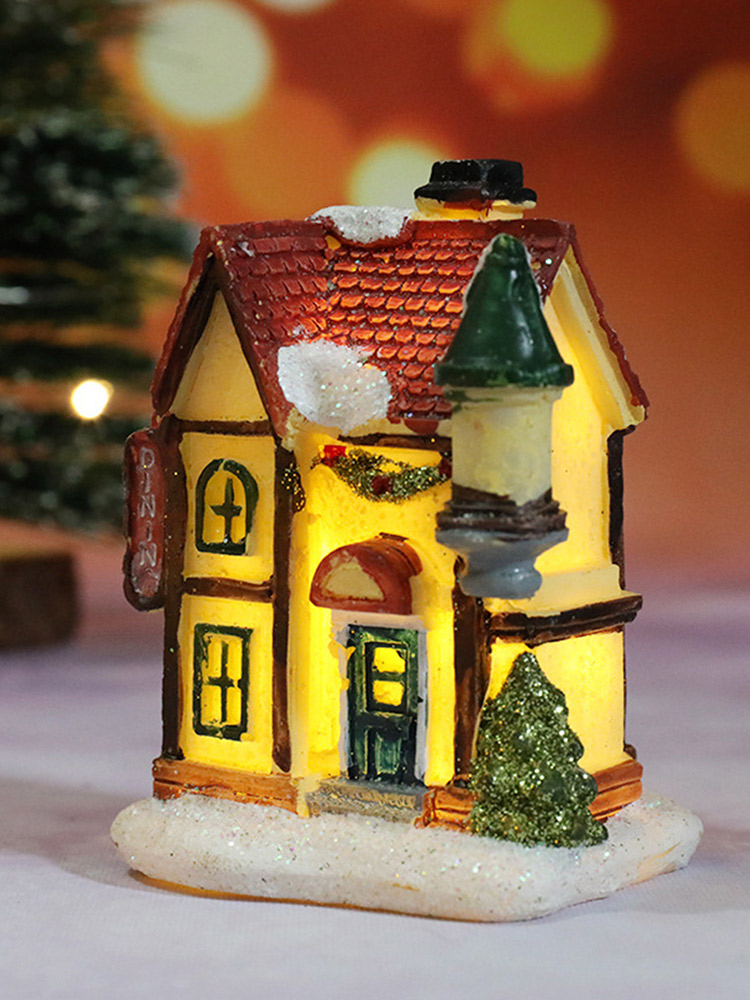 

Christmas Scene Resin Village House Sculpture with LED Light Xmas Ornament, 501 Original