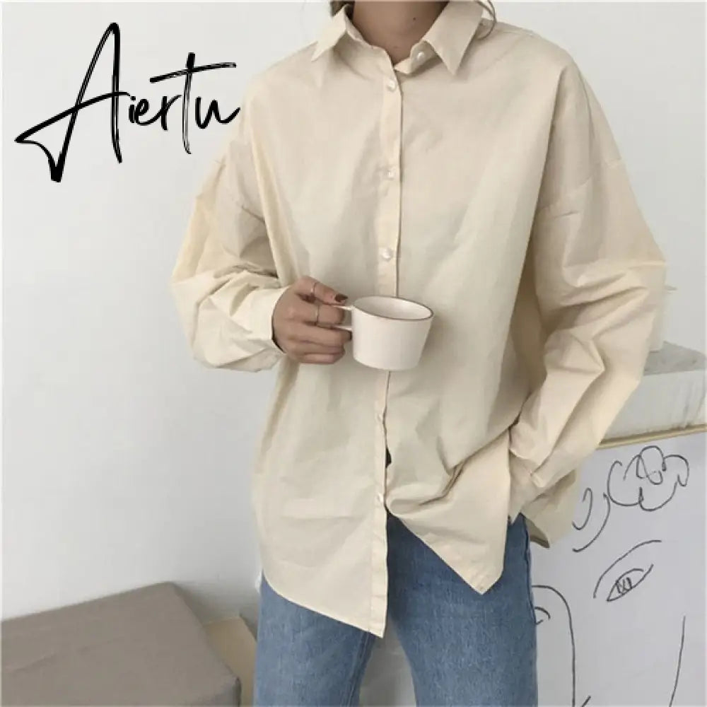 HziriP Women Blouses Spring Solid Blouse Loose Casual Vacation All-Match Women Tops Shirts Blusas Camisas Mujer 4 Colors Aiertu