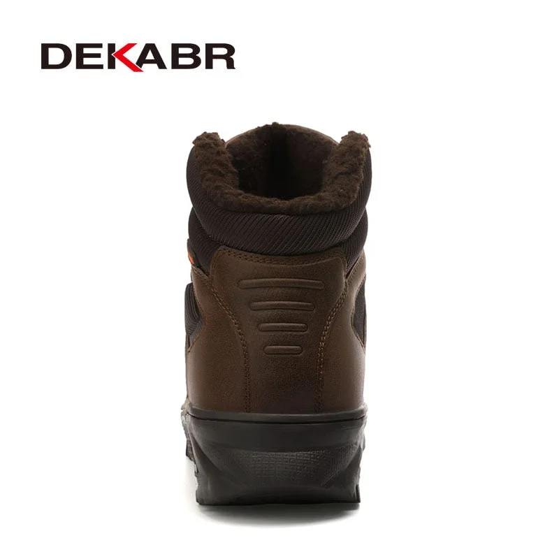 DEKABR Split Leather Men Waterproof Warm Boots Men Casual Shoes Fashion Ankle Boots For Men High Top Outdoor Winter Men Boots