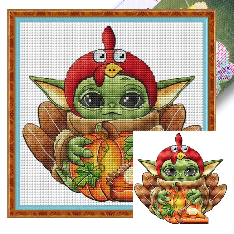 Yoda (25*25cm) 18CT Stamped Cross Stitch gbfke