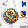 (18.5cm)DIY Acrylic Jigsaw Puzzle Window Hanging with Hanging Chain DIY Stained Glass Decoration Round Window Puzzle Decor for DIY Craft Project(Night Owl)