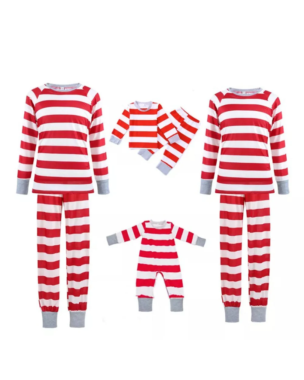 Red White plaid print Christmas family pajamas