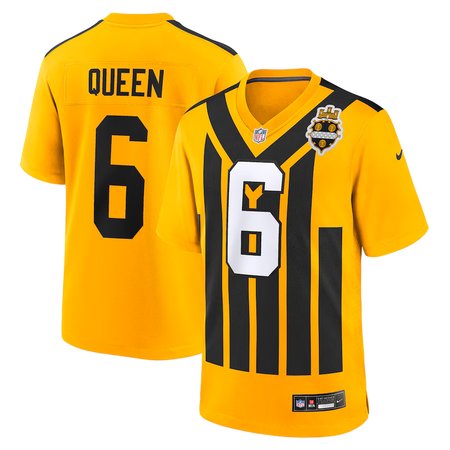 Men's Pittsburgh Steelers #6 Patrick Queen  Gold Alternate 1933 Throwback Game Jersey