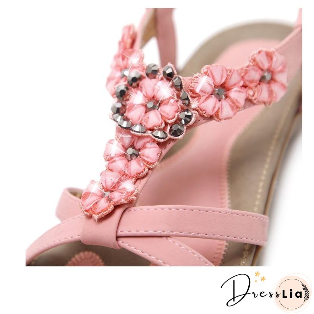 Bohemian Style Summer Women Flat Heel Beach Sandals Shoes